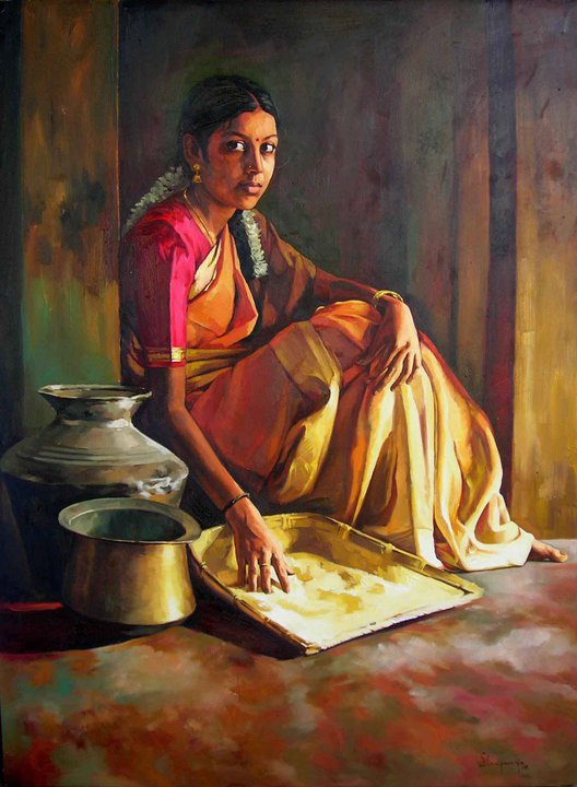 Paintings of rural indian women - Oil painting (10)-1